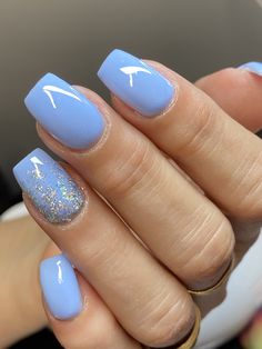 Power Blue Nails, Blue Sns Nails Colors, Blue Sns Nails Designs, Blue Dipped Nails, Short Dip Nails Designs, Light Blue Dip Nails, Fall Sns Nails, Sns Nails Designs, California Nails