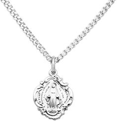 Amazon.com: Rosemarie's Religious Gifts Women's Sterling Silver Small Baroque Style Miraculous Medal Pendant Necklace, 18": Jewelry Baroque Style, Miraculous Medal, Baroque Fashion, Religious Gifts, Keepsake Gift, Jewelry Inspiration, Shoes Jewelry, Jewelry Pieces, Diamond Necklace