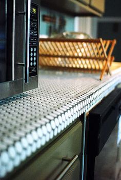 a microwave oven sitting on top of a counter