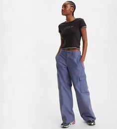 Baggy Cargo Pants - Blue | Levi's® US Relaxed Fit Washed Blue Cargo Pants, Baggy Denim Blue Cotton Cargo Pants, Denim Blue Full-length Cargo Pants, Baggy Denim Blue Wide-leg Cargo Pants, Blue Cotton Wide-leg Cargo Pants, Baggy Cargo Pants, Summer Capsule Wardrobe, Baggy Fits, Cargo Pants