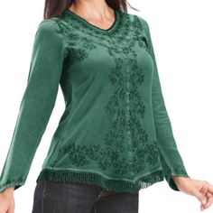 Elegant Hand Dyed, Embroidered Long Sleeve Tunic! Emerald Green, Long Sleeve, Embroidered Detailed Tassel Trim Chemise Blouse. Beautiful Blouse For Year Around! Measures Approximately Women’s Size Small Chest 34-36” Waist 25-27” Hips 34-37” Material: 100% Rayon Handmade Apparel Upc1381699i1p Separate Listings In Green, Rich Dark Purple, Burgundy. A Great Top For Year Round, Breathable Fabric, Elegant Design, Formal To Casual Attire! Burgundy Office, Purple And Burgundy, Butterfly Sleeve Blouse, Ruffle Neck Blouse, Pirate Fashion, Crochet Boho Top, Green Embroidery, Checked Blouse, Hem Blouse