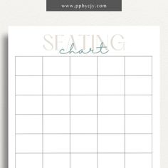 a printable seating chart with the words seating in grey and white on top of it