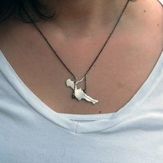 Sterling Silver Swinging Pinup Girl - Markhed: Handcut and soldered. Girl Swinging, A Necklace, Cute Necklace, Girls Necklaces, Diy Schmuck, Bijoux Diy, Bling Bling, Cute Jewelry, Jewelry Inspiration