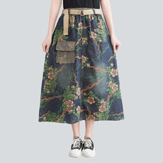 Introducing the 2023 Spring-Summer Collection's cargo pocket printed denim skirt ââ‚?the perfect combination of city mode and contemporary fashion!Why It's The Ideal Streetwear LookThis eye-catching denim skirt has it all ââ‚?from the long silhouette and high-waist cut to the unique painted pattern and cargo pockets. this piece is sure to turn heads. Not to mention. the resilient rubber closure ensures that you can rock any look with confidence and trend.Key Highlights: Painted Perfection: A uni Painted Denim Skirt, Denim Skirts Online, Womens Denim Skirts, Jeans Street Style, Radiate Confidence, Denim Pattern, Painted Jeans, Jeans Skirt, Denim Patterns