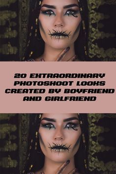 two photos with the words 20 extraordinaryly photoboot looks created by boyfriend and girlfriend