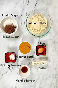 ingredients to make an egg muffin laid out on a marble counter top