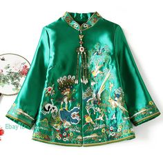 Womens Embroidered Tang Silk Retro Single Short Coat   Color:Green ,Rose  Size:S-4XL  Material:Polyester        Payment 1. Payment must be made within 7 days of auction closing (Unpaid dispute will automatically open when item is not paid in 7 days). 2. PLEASE NOTE: SHIPPING&HANDING DOES NOT INCLUDE DUTIES, LOCATL TAXES OR ANY OTHER IMPORTATION FEES. 3. Please list your special requests (color, packages, value of declaration, etc.) in the EBAY NOTES SECTION when you make payment Shipping 1. We S Embroidered Long Sleeve Blazer For Fall, Embroidered Green Outerwear For Fall, Traditional Long Sleeve Spring Outerwear, Traditional Long Sleeve Outerwear For Spring, Embroidered Stand Collar Top For Fall, Spring Outerwear With Stand Collar And Multicolor Embroidery, Fall Embroidered Top With Stand Collar, Spring Outerwear With Multicolor Embroidery And Stand Collar, Fall Floral Embroidery Tops With Stand Collar