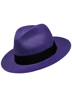 Brand: Gamboa Color: Purple Material: Toquilla Straw Brim: 7 - 8 cm. (2.76"- 3.16")Grade: 3 - 4 learn more Sweatband: Cotton Twill, 3 cm. (1.18") Crown: 10.37 - 10.87 cm. (4.1" - 4.3") Ribbon: Linen Description: A comfortable hat, handmade in Cuenca, the worldwide famous Panama Hat town in Ecuador. This Panama Fedora hat (Tuis) is a top quality, casual and elegant hat. Each hat is individually blocked and trimmed to meet the highest quality standards. Adjustable Purple Top Hat With Curved Brim, Adjustable Wide Brim Purple Fedora, Adjustable Solid Color Panama Hat For Kentucky Derby, Adjustable Solid Panama Hat For Kentucky Derby, Purple Adjustable Short Brim Fedora, Adjustable Purple Brimmed Fedora, Purple Short Brim Sun Hat For Vacation, Adjustable Purple Fedora With Short Brim, Adjustable Purple Short Brim Fedora