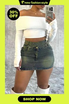 Casual Solid Patchwork High Waist Skinny Denim Skirts (Subject To The Actual Object) Outfit Inspo Summer, Denim Skirts, Wholesale Fashion, Subjects, Dream Closet, Denim Skirt, Denim Shorts, High Waist, Outfit Ideas