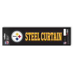 the pittsburgh football team is shown in this black and yellow sticker that says, steel curtain