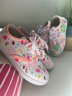 Get ready for these fantastic and original hand-painted sneakers. You can choose any design you want. They are made of canvas with a rubber sole, available with either laces or Velcro closure. Suitable for both kids and adults. You can also choose your favorite colors. Send me a message, and we'll optimize the details of your order to ensure you get the sneakers you love the most. Cute Lace-up Canvas Shoes With White Sole, Hand Painted Multicolor Low-top Sneakers, Multicolor Hand Painted Low-top Sneakers, Fun Multicolor Hand Painted Sneakers, Hand Painted Multicolor Fun Sneakers, Playful Sneakers With Rubber Sole For School, Cute Low-top Canvas Sneakers, Cute Canvas Low-top Sneakers, Multicolor Low-top Cotton Sneakers