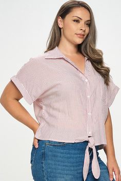 Rock a wide-sleeved look for a chill vibe with this tie-front blouse! Loose fit and ultra comfy, you'll be ready to relax in style. Tie Front Top, Tie Front Blouse, Rock A, Be Ready, Striped Tie, Front Tie Top, Relaxed Style, In Style, Loose Fitting