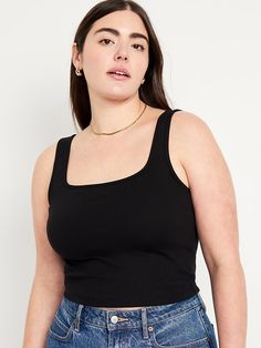 Ultra-Crop Rib-Knit Tank Top | Old Navy Travel Capsule, Jack Black, Knit Tank, Knitted Tank Top, Black Crop, Knit Tanks, Wide Straps, Petite Size, Cropped Tank Top