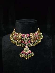 Why Choose Us: 1. 925 sterling silver kundan Choker jewelry 2. Silver Nakshi kundan Choker With Earrings 3. Used pearls with moissanite Kundan stones. 4. 22kt Goldplated Earrings 5. Used Good Kundan quality stone in. 6. Fast word wide shipping with easy tracking. Returns not accepted, unless the product has a manufacturing defect or damaged during courier. Thank You For Visiting our Page. Contact Us For Any Query On Our Contact No. Brand : Jewelsacrafts Material: 925 Silver Country Of origin: India Stone : Kundan Stones 22k Gold Hallmarked Jewelry For Diwali, Hallmarked Kundan Chandbali Temple Necklace, Temple Jewelry Sets Hallmarked For Festivals, Ceremonial 22k Gold Meenakari Jewelry, Hallmarked Temple Jewelry Sets For Festivals, Hallmarked Kundan Necklace For Anniversary And Festivals, Hallmarked Kundan Necklace For Festivals And Anniversary, Kundan Temple Jewelry Gift, Heavy 22k Gold Jewelry For Diwali