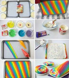 there are many different pictures of rainbow cake