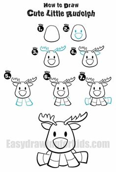 how to draw cute little rudolph