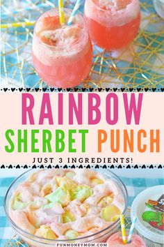 rainbow sherbet punch recipe with text overlay