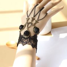 Gender:Women's; What's in the box:Bracelets; Types:Accessories; Holiday:Masquerade,Carnival,Halloween; Style:Punk  Gothic,Retro Vintage; Jewelry Type:Ring Bracelet / Slave bracelet; Material:Alloy; Characters:Goth Girl; Design:Lace; Shipping Weight:0.022; Package Dimensions:12.010.03.0; Listing Date:11/15/2022 Bracelet With Ring, Steampunk Pirate, Gothic Bracelet, Steampunk Victorian, Lace Bracelet, Black Retro, Victorian Lace, Wristband Bracelet, Steampunk Style