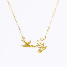 This necklace is a great gift for a mother or grandmother! The larger bird is 15 x 20mm The branch is 22 x 12 mm Everything is customizable. You can choose: ✦ METAL - YELLOW GOLD. The charms are 16K gold plated over brass, all other parts are14K gold filled. - ROSE GOLD. The charms are 16K rose gold plated over brass, all other parts are14K rose gold filled. - BRIGHT SILVER. The charms are rhodium plated over brass, all other parts are sterling silver. - OXIDIZED (BLACKENED) SILVER. The charms a Gold Jewelry With Bird Design For Wedding, Gold Wedding Jewelry With Bird Design, Gold Bird-shaped Nickel-free Jewelry, Nickel Free Yellow Gold Necklace As Gift For Mom, Nickel-free Yellow Gold Necklace For Mom, Adjustable Bird Design Jewelry As Gift, Adjustable Bird Design Jewelry For Gifts, Adjustable Bird Design Jewelry Gift, Nickel-free Bird-shaped Jewelry Gift