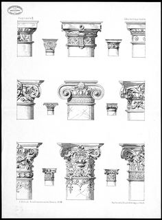 several different types of architectural columns