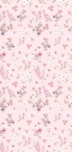 a pink floral wallpaper with small white and pink flowers on the bottom right corner