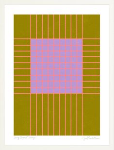 a pink and green plaid pattern on a white framed print by artist mark mcreae