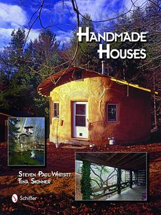 the front cover of a book with pictures of small houses and trees in the background