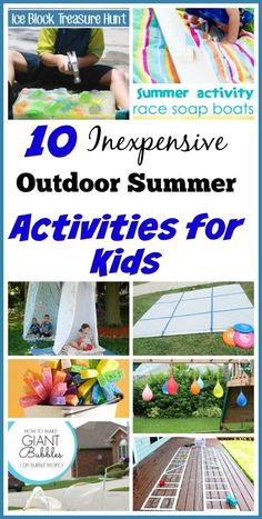 an outdoor summer activities for kids with text overlay