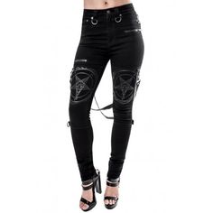 Grave Slave girls skinnies by Killstar. http://www.the-black-angel.com/women-pants/1396-grave-slave-skinnies-killstar.html Goth Pants, Queen Of Darkness, Plain Jeans, Black Angel, Black Lace Blouse, Gothic Clothing, Punk Rave, Dressed To Kill