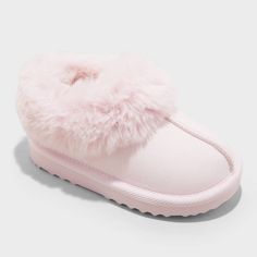 These Faux-Fur Cuff Scuff Slippers from Cat & Jack™ offer your toddler warmth with every step. In a solid hue, these slippers are made with a soft fabric upper and a faux-fur cuff, cushioned footbed and comfy lining for all-day comfort. The closed-toe design, covered back, slip-on style and indoor/outdoor outsole help provide your little one all-purpose wear. Cat & Jack™: Designed for all children so you can trust it's made for yours. Fashion Dress Up Games, Glitter Boots, Suede Clogs, Cute Slippers, Clog Slippers, Cute Nike Shoes, Loafer Slippers, Cute Nikes, Buckle Boots