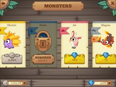 the game features monsters and other items for each character's abilities, including buttons