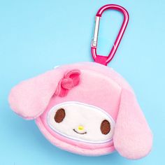 Use this My Melody plushie pouch to store your favorite charms and trinkets. It's super soft to touch! This pouch has a metal carabiner. You can use it to attach the pouch to your fave bag! Melody Plushie, My Melody Plush, Melody Plush, Kawaii Bags, Kawaii Backpack, Besties Forever, Heart Embroidery, Super Kawaii, Kawaii Plushies