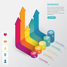 colorful info graphics with arrows and percentages