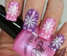 75+ Stunning Winter Nail Art Designs for the Christmas Holidays - HubPages Purple Nails For Winter, Square Dip Nail Designs, Purple New Years Nails, Winter Purple Nails, Purple Xmas Nails, Pink And Purple Nails Designs, Christmas Nails Purple, Holiday Nails Pink, Purple Christmas Nails