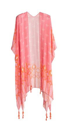 Create a chic summer look with Shiraleah’s Bali Kimono. This Kimono comes in a colorful mix print with a bohemian flair. It the perfect addition to your summer outfit. Pair it with jeans and a tank top, over a dress or on the poolside over your swimsuit. Made from viscose material this is a light and cool piece to wear on those hot summer days. The Bali kimono has a bohemian, feminine feel and will elevate any outfit to stylishly chic. It will sure to become a favorite of yours this summer. Pair Summer Boho Print Cover-up For Day Out, Pink Summer Kimono For A Day Out, Casual Boho Print Cover-up, Summer Multicolor Ikat Print Kimono, Bohemian Printed Cover-up For Day Out, Bohemian Rayon Cover-up For Spring, Summer Beach Kimono With Ikat Print, Summer Kimono With Vibrant Patterned Print, Summer Patterned Kimono With Vibrant Print