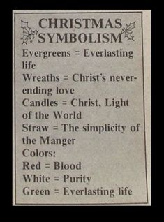 an old newspaper article with christmas symbols and words in black and white text on it