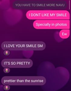 text messages with hearts on them that say i don't like my smile especially in photos