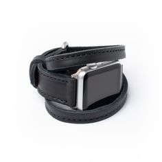 Triple Tour™ Leather Apple Watch Band - Midnight Black - Arrow & Board Black Bracelet Strap Apple Watch Band For Everyday, Classic Adjustable Black Watch Band, Classic Adjustable Leather Apple Watch Band, Classic Adjustable Apple Watch Band For Everyday, Adjustable Apple Watch Band For Everyday Use, Classic Black Adjustable Watch Bands, Classic Adjustable Wrist Strap For Watches, Adjustable Double Band Leather Watch Bands, Classic Adjustable Wrist Strap Watch Accessories