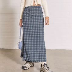 Urban Outfitters Plaid Light Blue Maxi Long Pencil Skirt With Side Vents. Size Large. New Unworn (Guaranteed) Took Off Retail Tags. Casual Blue Skirt For Fall, Blue Long Skirt For Fall, Blue Pencil Skirt For Fall, Urban Outfitters Blue Mini Skirt, Blue Lined Skirt Bottoms For Fall, Blue Non-stretch Pencil Skirt, Blue Lined Skirt For Fall, Urban Outfitters Long Lined Skirt, Urban Outfitters Long Skirt For Spring