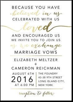 an elegant wedding card with the words, because you have been in us and we are engaged