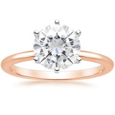 Moissanite Petite Comfort Fit Six-Prong Solitaire Engagement Ring - 14K Rose Gold. Petite and delicate, this classic six-prong solitaire engagement ring has a rounded inside edge for increased comfort. Most Beautiful Engagement Rings, Unique Engagement Ring Settings, Nature Inspired Rings, Beautiful Engagement Rings, Classic Jewelry, Diamond Solitaire Engagement Ring, Classic Ring, Gold Diamond Rings, Unique Engagement Rings