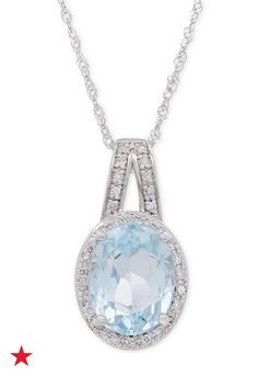 Here’s a birthday gift she’ll never forget: An elegantly shaped aquamarine stone and diamond pendant necklace in 14K white gold. It’s the perfect accent for a special occasion outfit or every day, Available now at macys.com. Floating Diamond Necklace, Occasion Outfit, Aquamarine Necklace, Aquamarine Jewelry, Gold Diamond Necklace, White Gold Necklaces, Gold Diamond Jewelry, Aquamarine Stone, Solitaire Pendant