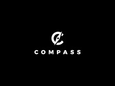 the logo for compass is shown in black and white