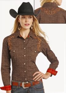 Panhandle Women's Roughstock Shirt (Free Shipping) Farm And Ranch, Boot Barn, Brown Paisley, Boots Western, Work Gear, Western Wear For Women, Fashion Belts