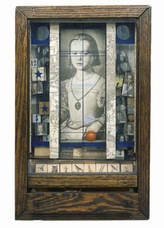 a wooden frame with an image of a woman