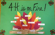 a bulletin board with the words 4h is on fire