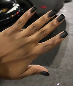 Square Gel Nails, Black French Tip, Overlay Nails, Nails Stiletto, Gel Nails Diy, Work Nails, Simple Acrylic Nails