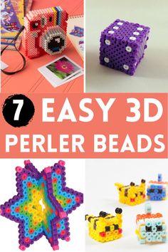 Creating 3D Perler bead patterns is a fun and creative way to design and build unique craft projects. These patterns use colorful small-sized beads that fuse to create three-dimensional designs when heated. 3d Easy Perler Beads, Fusible Beads Pattern, Perler Beads Square, Small Stitch Perler Bead Patterns, Perler Bead Crafts For Adults, Hama Beads Design 3d, Perler Gift Ideas, Small Bead Patterns, Heat Beads Ideas