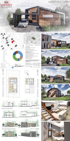 an architectural drawing shows the interior and exterior of a house