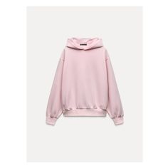 Hooded sweatshirt made of cotton blend yarn. Long sleeves. Baby Pink Hoodie, Hoodie Zara, Zara Clothes, Light Pink Sweatshirt, Wardrobe List, Light Pink Hoodie, 2024 Wishlist, Xmas List, Waistcoat Dress